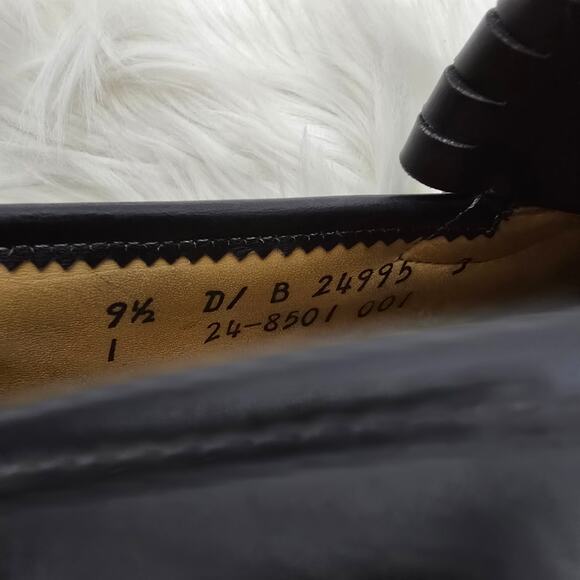 JOHNSTON & MURPHY Aristocraft Kiltie Dress Shoe Loafers 9.5 Black Wingtip Brogue - Picture 8 of 11